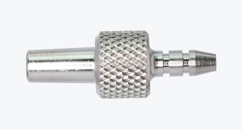 A1270 Male Luer to 0.125" O.D. Barb (5/16" round body,knurled) Plated Brass Luer to Tube Barb S4J Manufacturing